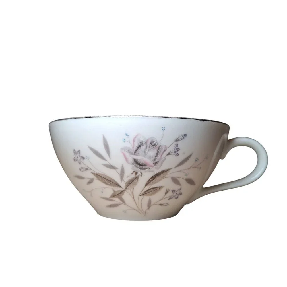 Vintage Memphis Fine China Floral Tea Cup Replacement Rose‎ Pink Gray